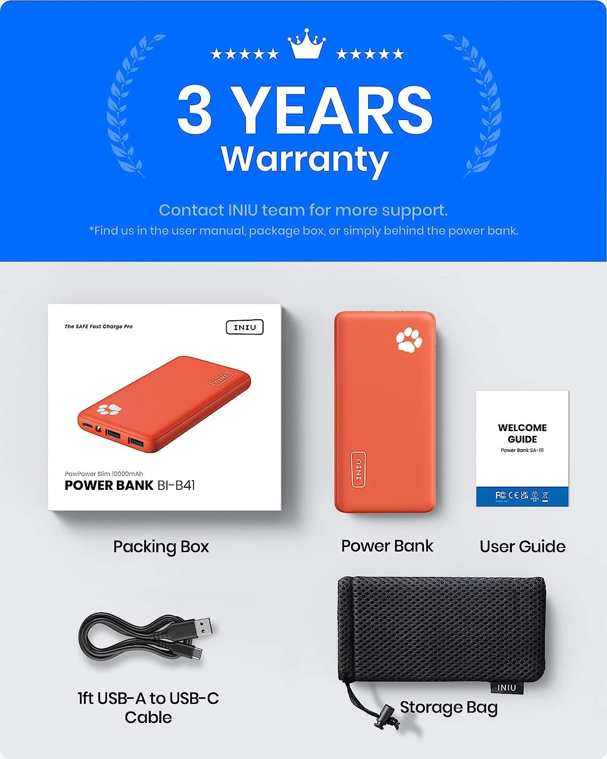 10000Mah Power Bank,Slimmest 15W Portable Charger, USB C In&Out High-Speed Charging Battery Pack, Compatible with Iphone & Samsung, Orange